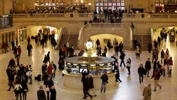 New Yorkers are celebrating the th birthday of Grand Central terminal with music, speeches and a cake shaped like the main concourse's famous clock.